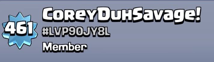 CoreyDuhSavage at level 461 with player tag #LVP90JY8L and member status