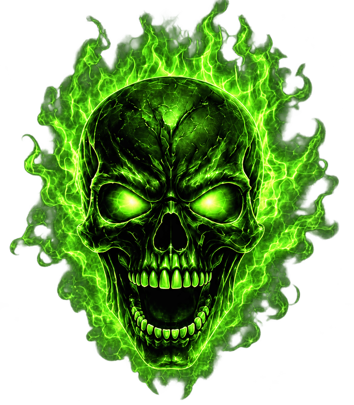 Corey Duh Savage's flaming neon-green skull