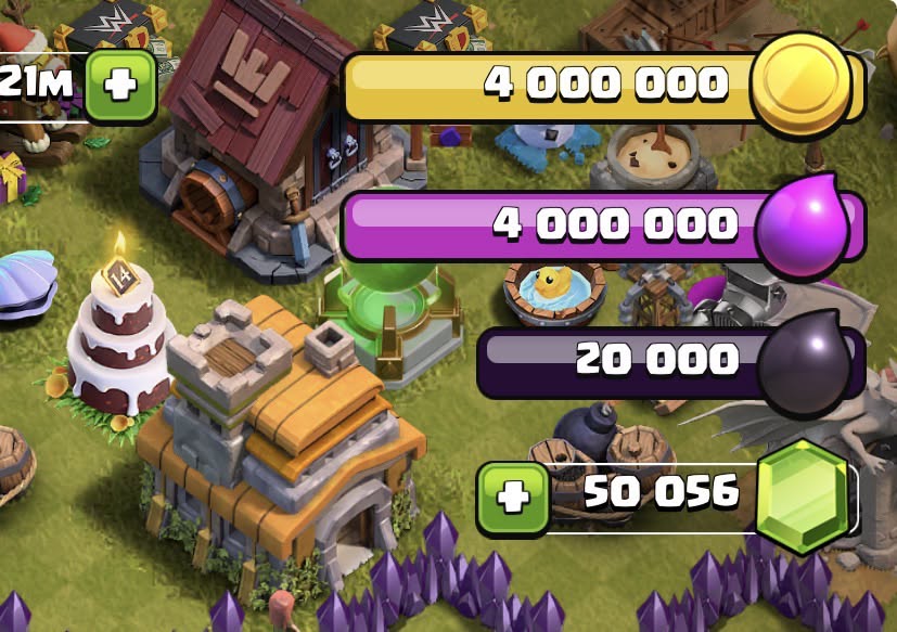 Corey's resources showing 50,056 gems